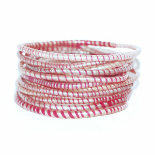 Bijoux Africains Bracelet Jokko Plastique Recycl Tendance Ethniques Rose nacre Lot de 12 - Mali 060 a