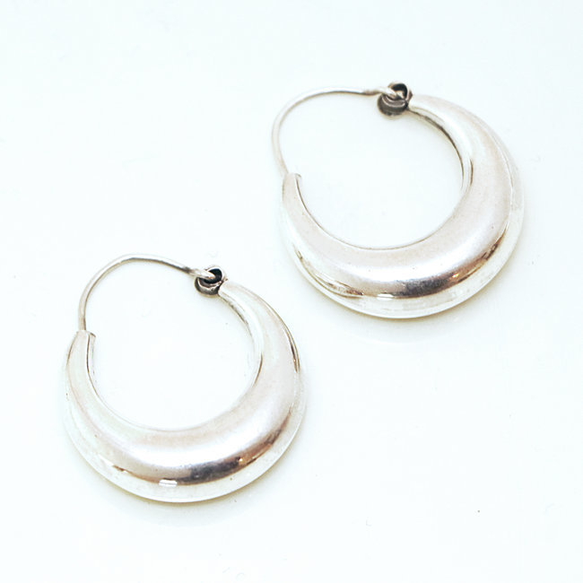 Boucles d'oreilles argent 925 créoles bombées 2,5 cm - Népal 009 