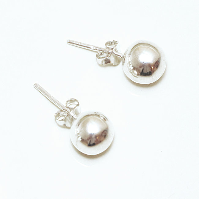 Boucles d'oreilles argent massif 925 clous boules 6 mm - Inde 006 - M