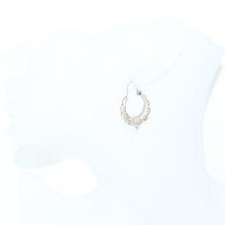 Bijoux ethniques indiens boucles d'oreilles Croles en argent 925 femme petites npalaise grave perle - Npal 026 b
