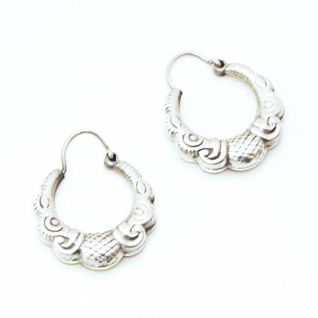 Boucles d'oreilles petites créoles argent 925 - Népal 028