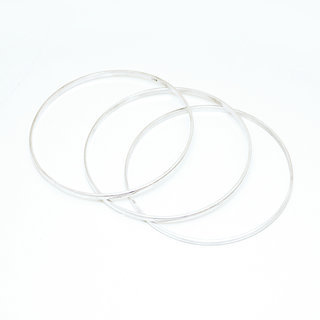 Bijoux Indiens Ethniques bracelet jonc en argent 925 massif fin classique simple lisse ferm bomb rond 3 mm - Inde 019 c