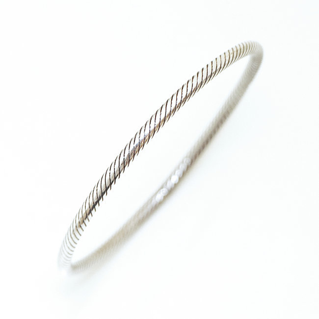 Bracelet argent massif 925 jonc torsadé ouvrable - Inde 022
