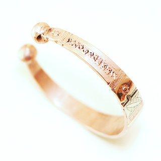 Bijoux ethniques africains bracelet en argent 80% homme femme gourmette large mixte enfant rglable ouvert cuivre bronze grav carr artisanal - Mauritanie 005b