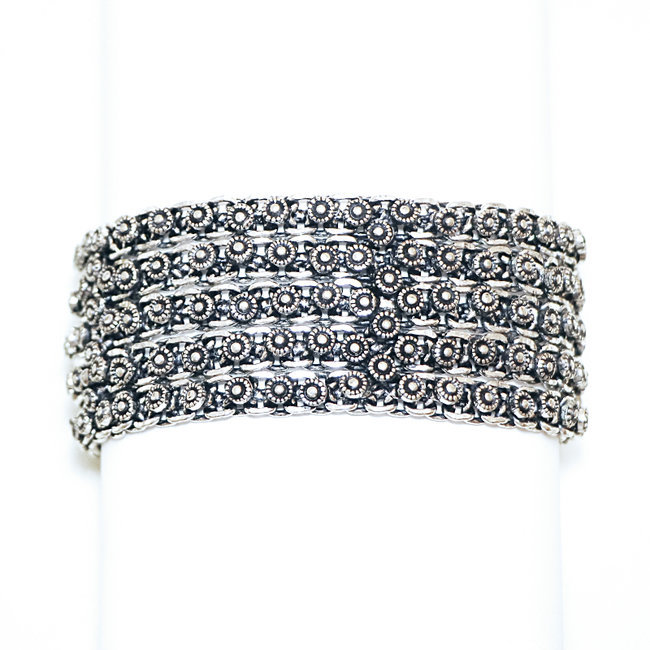 Bracelet manchette chaîne large argenté - Inde 038