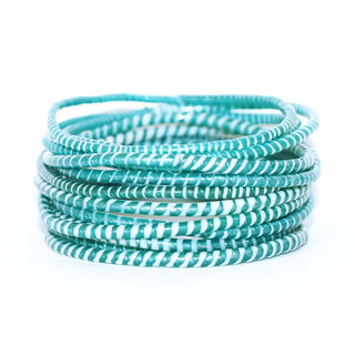 Bijoux Africains Bracelet Jokko Plastique Recycl Tendance Ethniques Vert Emeraude Lot de 12 - Mali 066 a