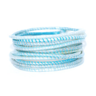 Bijoux Africains Bracelet Jokko plastique recycl tendance Ethniques bleu Nacre Lot de 12 - Mali 068 a