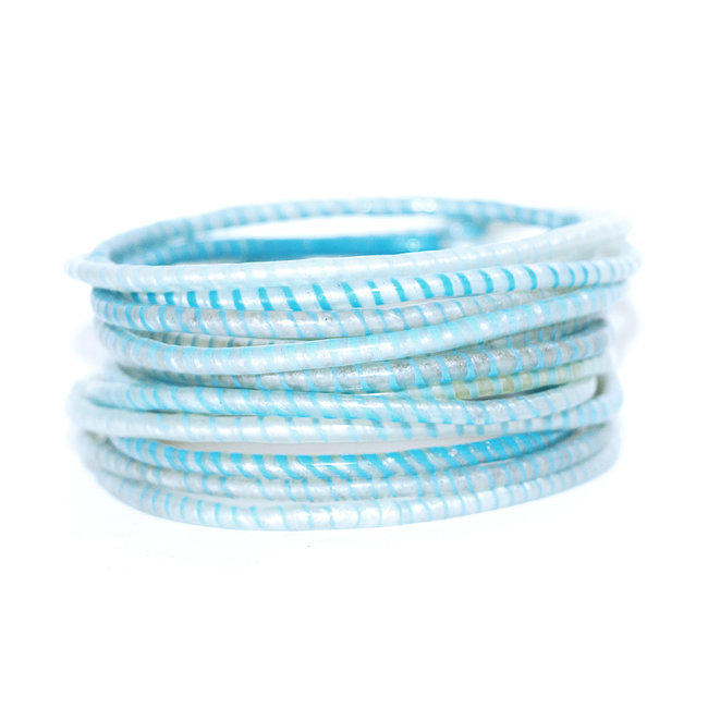 Lot de 12 bracelets Jokko en plastique recyclé Bleu nacre - Mali 068