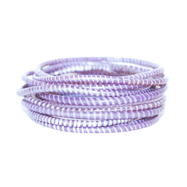 Lot de 12 bracelets Jokko en plastique recyclé Violet Lilas - Mali 069