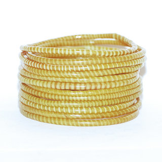 Bijoux Africains Bracelet Jokko Plastique Recycl Tendance Ethniques Jaune Clair Miel Lot de 12 - Mali 070 a