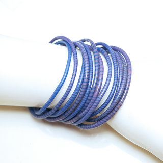 Bijoux Africains Bracelet Jokko Plastique Recycl Tendance Ethniques Violet Indigo Lot de 12 - Mali 072 b