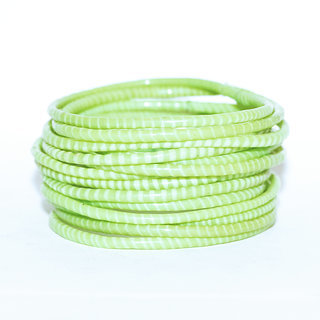 Bijoux Africains Bracelet Jokko Plastique Recycl Tendance Ethniques Vert clair fluo lime Lot de 12 - Mali 073 a