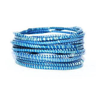 Bijoux Africains Bracelet Jokko plastique recyclé tendance Ethniques bleu foncé en tong flip-flop bleu marine roy Lot de 12 - Mali 075 a