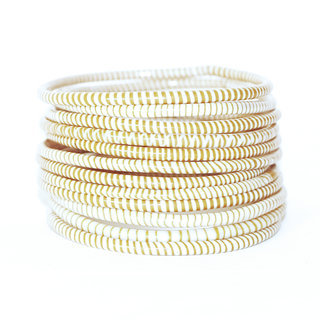 Bijoux Africains Bracelet Jokko Plastique Recycl Tendance Ethniques Beige Lot de 12 - Mali 077 a