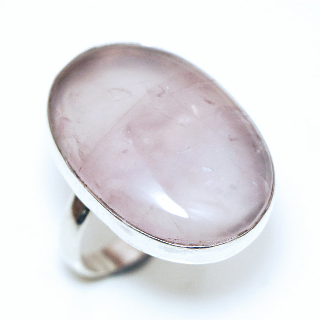 Bague argent 925 réglable cabochon ovale et Quartz rose - Inde 233