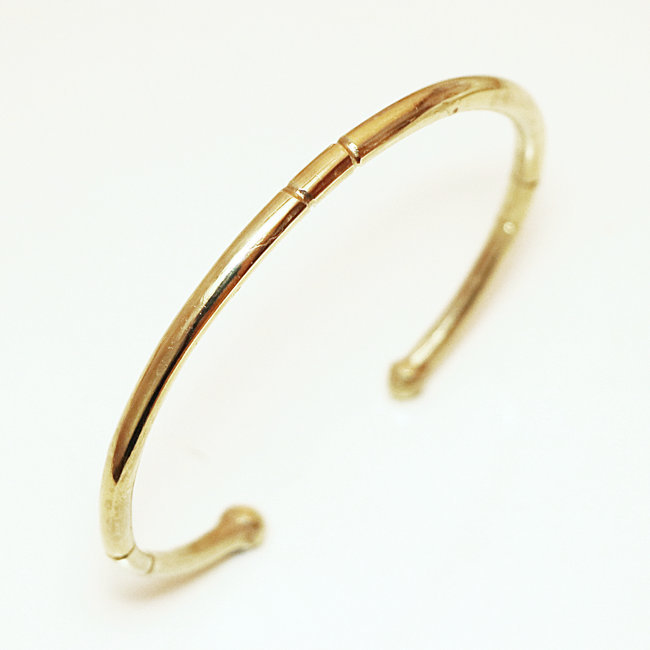 Bracelet touareg jonc ouvert rond gravé en bronze doré - Mali 011