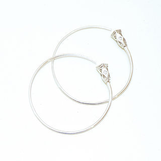 Bijoux ethniques touareg boucles d'oreilles en argent 925 massif femme croles rondes Tesibit grave 3,5 cm - Niger 074S a