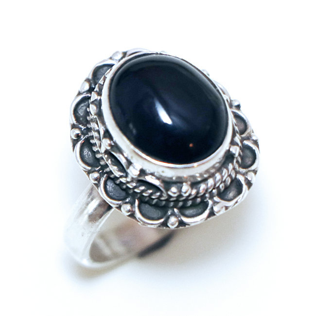 Bague argent 925 ovale filigranes et Améthyste - Inde 251 - S
