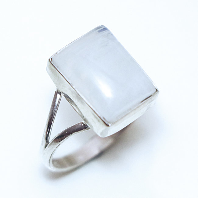 Bague argent 925 rectangle et Pierre de Lune - Inde 261