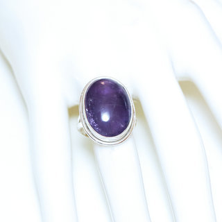 Bijoux ethniques Indiens bague argent 925 et pierre fine Amthyste violet mauve - Inde 270b