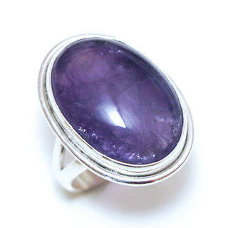 Bijoux ethniques Indiens bague argent 925 et pierre fine Amthyste violet mauve - Inde 270a