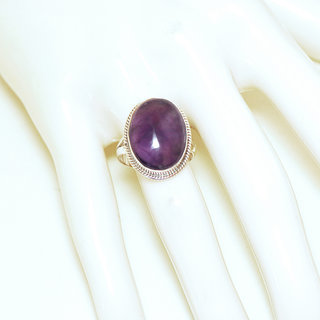 Bijoux ethniques Indiens bague argent 925 et pierre fine Amthyste violet mauve facettes - Inde 271b