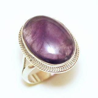 Bijoux ethniques Indiens bague argent 925 et pierre fine Amthyste violet mauve facettes - Inde 271a