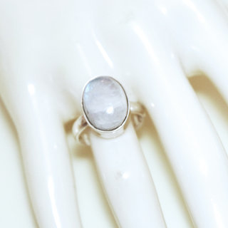 Bijoux ethniques Indiens bague argent 925 et pierre fine Pierre de lune blanc nacr ovale classique - Inde 276b