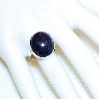 Bijoux ethniques Indiens bague argent 925 et pierre fine Amthyste violet mauve ovale classique - Inde 281b