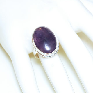 Bijoux ethniques Indiens bague argent 925 et pierre fine Amthyste violet mauve ovale classique indien - Inde 283b