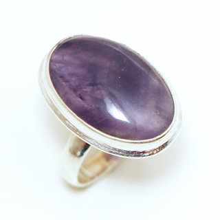 Bijoux ethniques Indiens bague argent 925 et pierre fine Amthyste violet mauve ovale classique indien - Inde 283a