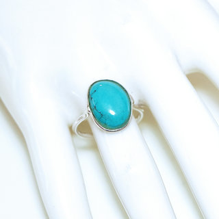 Bijoux ethniques Indiens bague argent 925 et pierre fine Turquoise naturelle vritable petite fine carre indien - Inde 288b