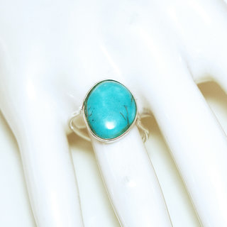 Bijoux ethniques Indiens bague argent 925 et pierre fine Turquoise naturelle vritable petite fine carre indien - Inde 289b