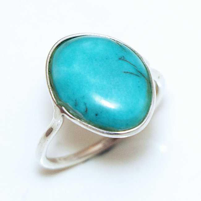 Bague argent 925 fine et Turquoise naturelle - Inde 289