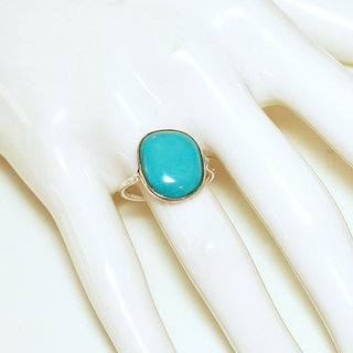 Bijoux ethniques Indiens bague argent 925 et pierre fine Turquoise naturelle vritable petite fine carre indien - Inde 290b