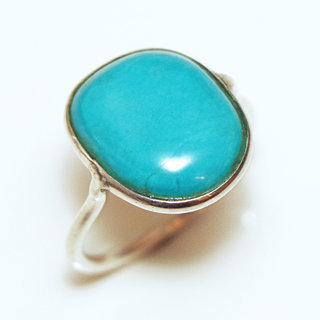 Bijoux ethniques Indiens bague argent 925 et pierre fine Turquoise naturelle vritable petite fine carre indien - Inde 290a