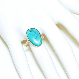 Bijoux ethniques Indiens bague argent 925 et pierre fine Turquoise naturelle vritable petite fine carre indien - Inde 291b