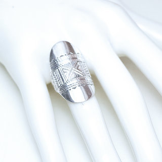 Bijoux ethniques touareg berbres bague en argent 925 homme femme navette longue grave croix - Niger 255 b