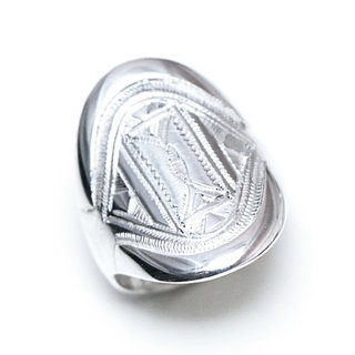 Bijoux ethniques touareg berbres bague en argent 925 chevalire homme femme large grande volume grave bandeau ligne - Niger 265 a