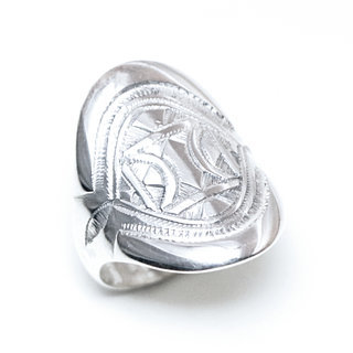 Bijoux ethniques touareg berbres bague en argent 925 chevalire homme femme large grande volume grave bandeau losange - Niger 266 a