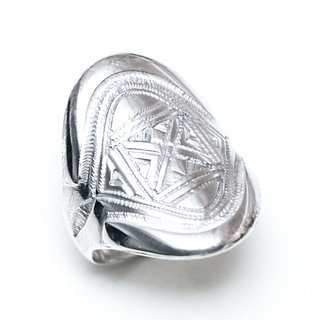 Bijoux ethniques touareg berbres bague en argent 925 chevalire homme femme large grande volume grave bandeau croix - Niger 267 a