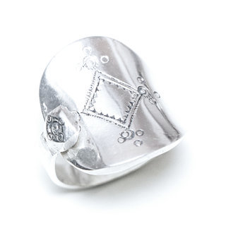 Bijoux ethniques touareg berbres bague en argent 925 femme fine rglable ajustable ouverte grave large grave - Niger 273 a