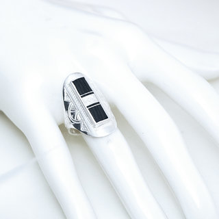 Bijoux touareg ethniques berbres bague argent 925 massif homme femme longue design contemporaine navette duo mixte et bne grave gravures - Niger 079 b