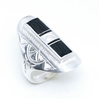 Bijoux touareg ethniques berbres bague argent 925 massif homme femme longue design contemporaine navette duo mixte et bne grave gravures - Niger 079 a