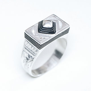 Bijoux touareg ethniques berbres bague argent 925 massif homme femme chevalire design contemporaine duo mixte et bne grave gravures dme - Niger 081 a