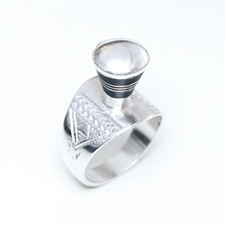 Bijoux touareg ethniques berbres bague argent 925 massif homme femme longue design contemporaine duo mixte et bne grave gravures modle ancien dme - Niger 083 a