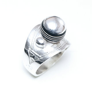 Bijoux touareg ethniques berbres bague argent 925 massif homme femme longue design contemporaine duo mixte et bne grave gravures modle ancien  dme - Niger 084 c