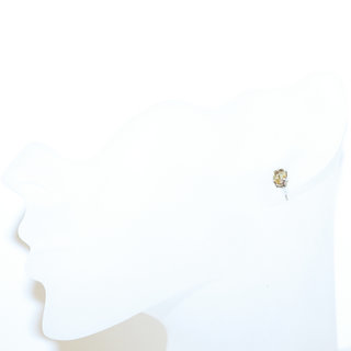 Bijoux Indiens Ethniques boucles d'oreilles argent 925 massif femme pierres semi-prcieuses fine classique Citrine jaune clair petits clous ovales facettes - Inde 107b