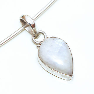 Bijoux Indiens Ethniques pendentif argent 925 massif femme et pierre fine Pierre de Lune blanc nacr petite goutte - Inde 198a