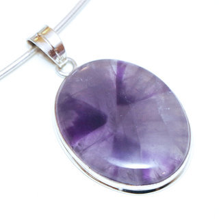 Bijoux Indiens Ethniques pendentif argent 925 massif femme et pierre fine Amthyste violet mauve transparent ovale - Inde 207